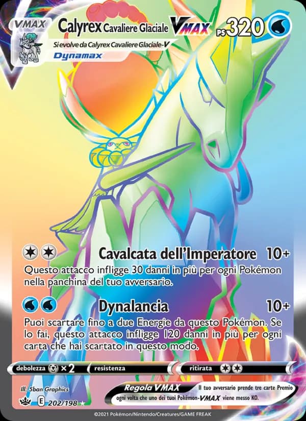 Calyrex Cavaliere Glaciale VMAX card in Italian