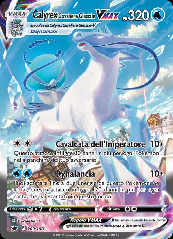 Calyrex Cavaliere Glaciale VMAX card in Italian
