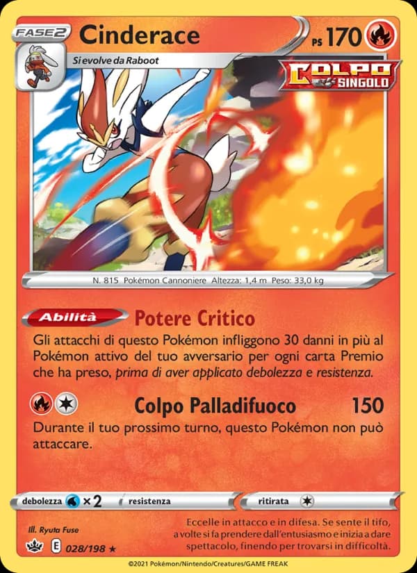 Cinderace card in Italian
