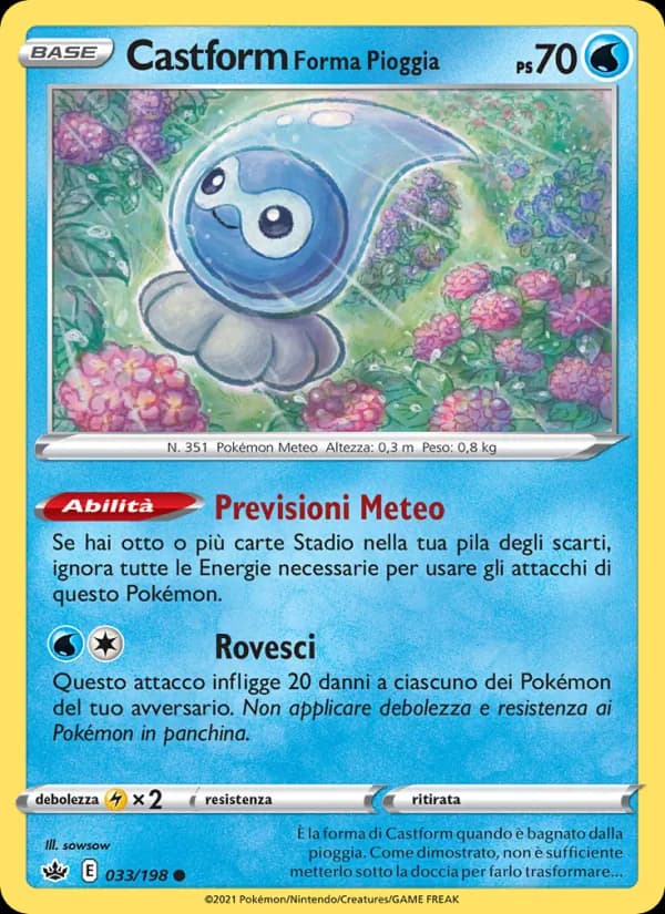 Castform Forma Pioggia card in Italian