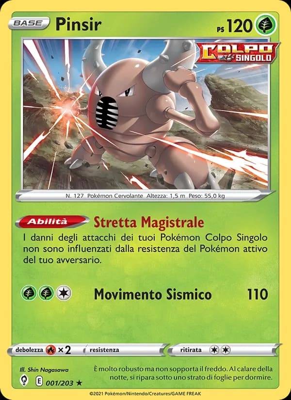 Pinsir card in Italian