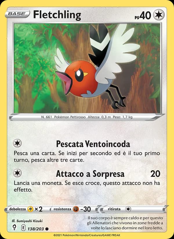Fletchling card in Italian