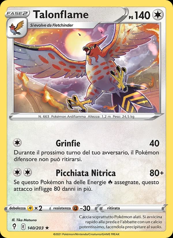 Talonflame card in Italian