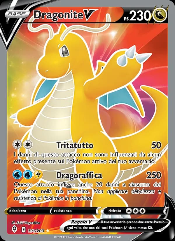 Dragonite V card in Italian