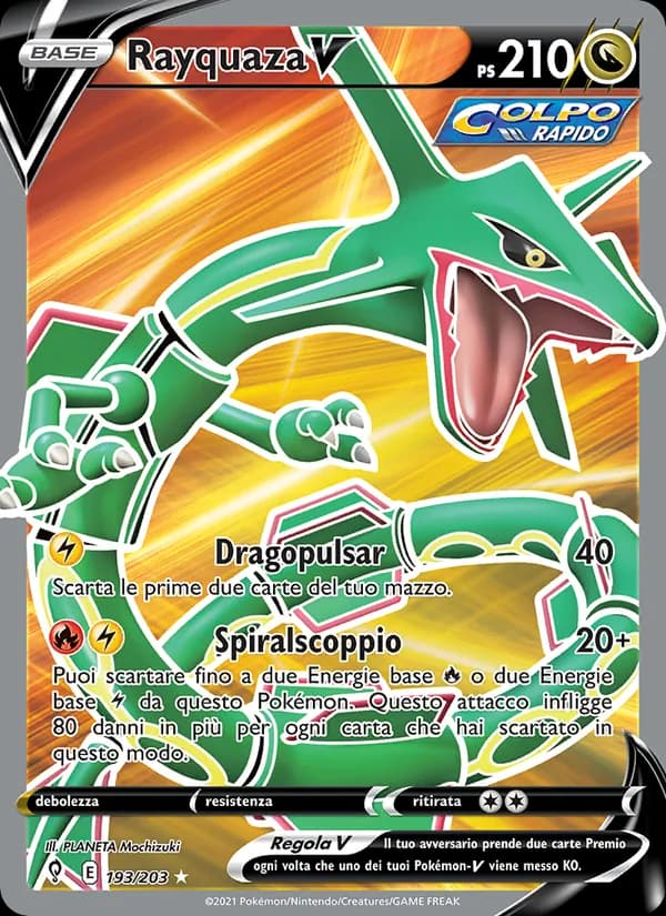 Rayquaza V card in Italian