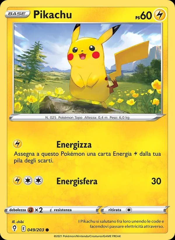 Pikachu card in Italian
