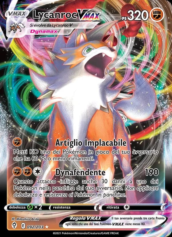 Lycanroc VMAX card in Italian