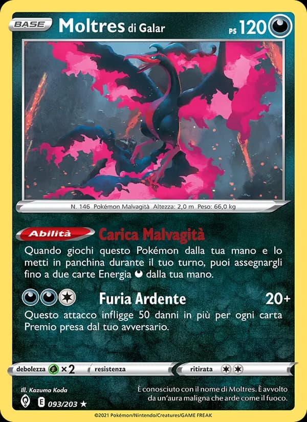 Moltres di Galar card in Italian