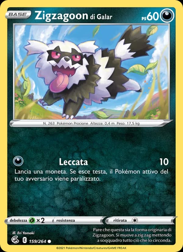 Zigzagoon di Galar card in Italian
