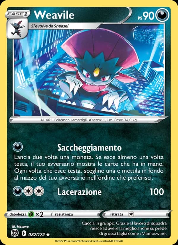 Weavile card in Italian