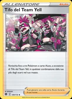 Tifo del Team Yell card in Italian