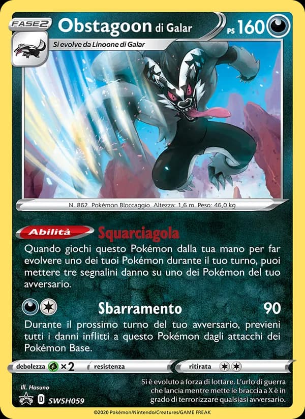Obstagoon di Galar card in Italian