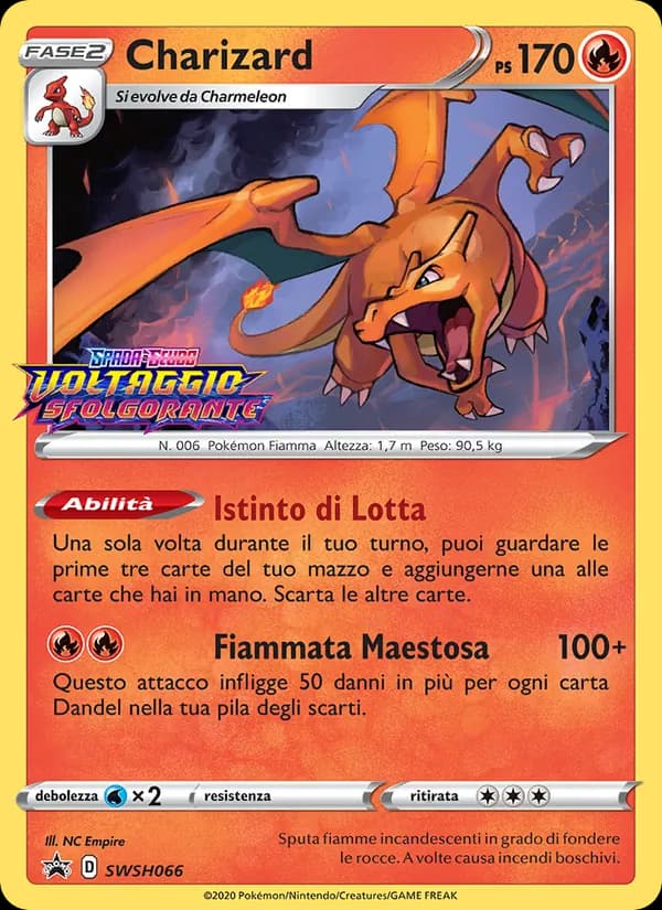 Charizard card in Italian