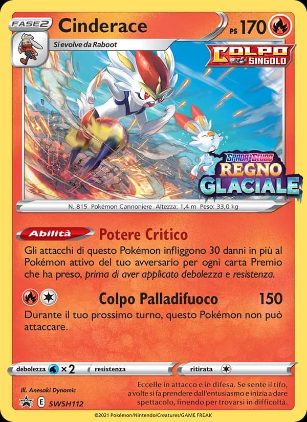 Cinderace card in Italian