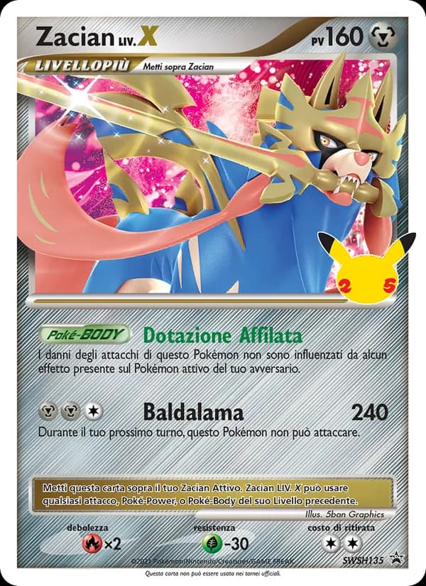 Zacian card in Italian
