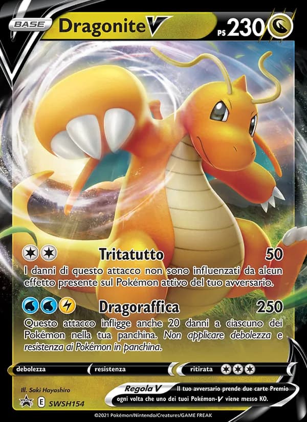 Dragonite V card in Italian