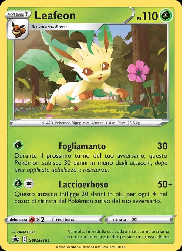 Leafeon card in Italian
