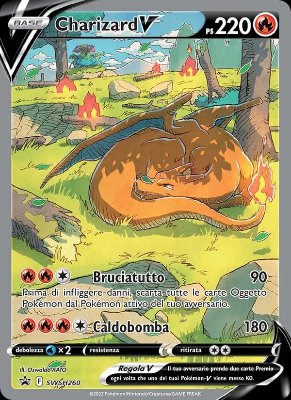 Charizard V card in Italian