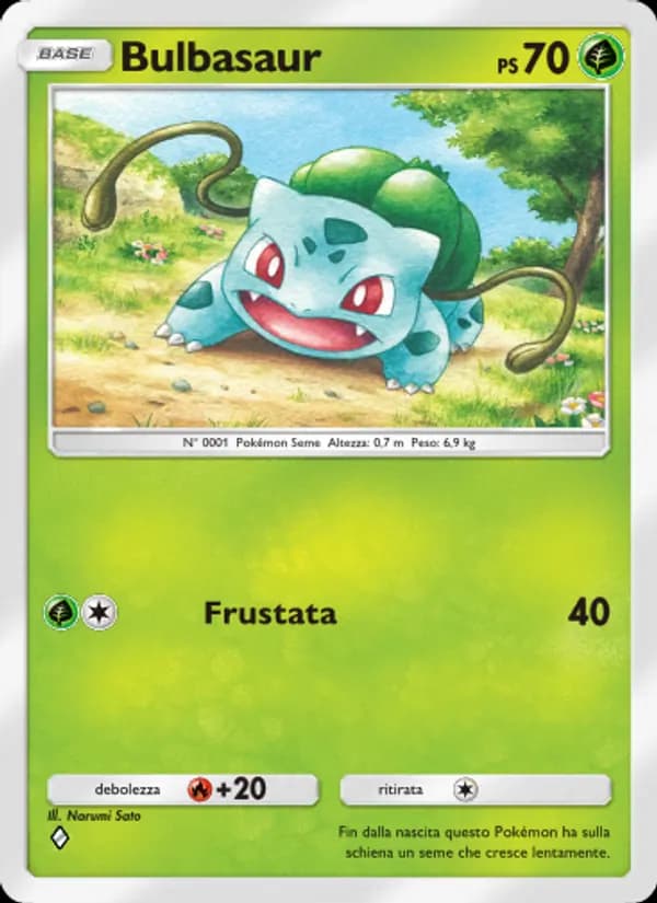 Bulbasaur card in Italian