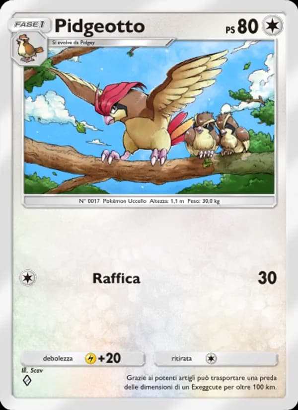 Pidgeotto card in Italian