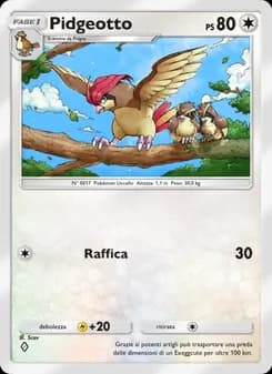 Pidgeotto card in Italian