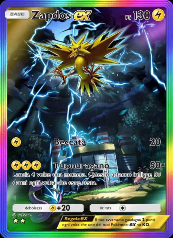 Zapdos-ex card in Italian