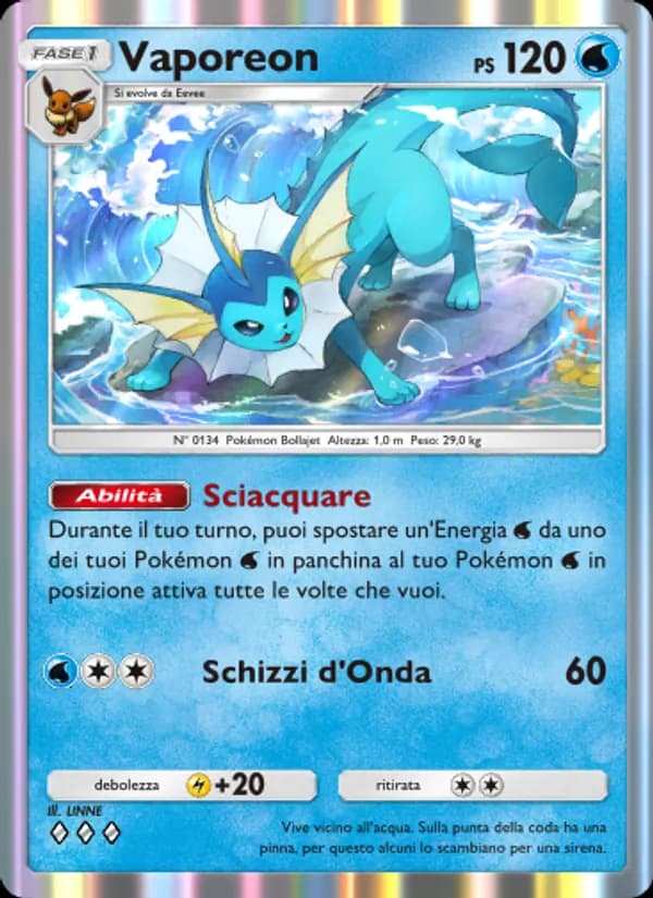 Vaporeon card in Italian
