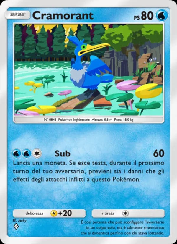 Cramorant card in Italian