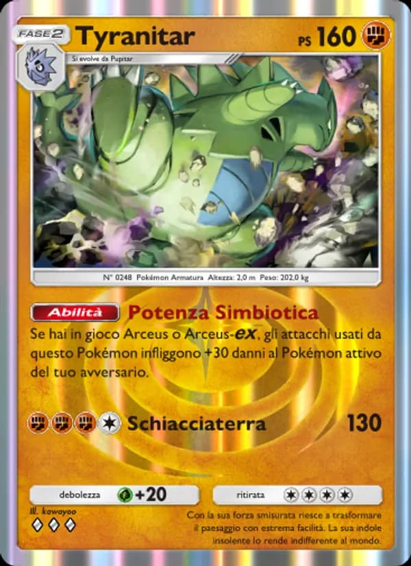 Tyranitar card in Italian