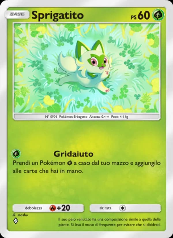 Sprigatito card in Italian