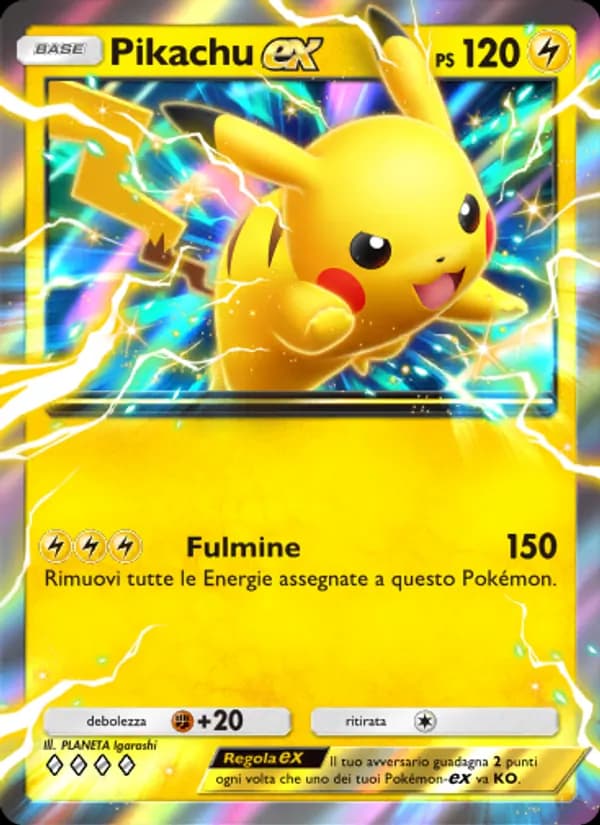 Pikachu-ex card in Italian