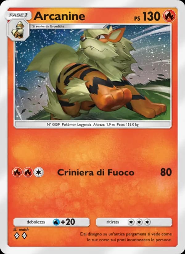 Arcanine card in Italian