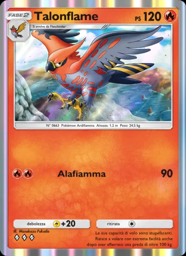 Talonflame card in Italian
