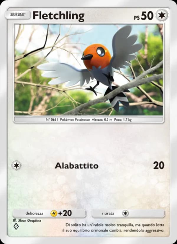 Fletchling card in Italian