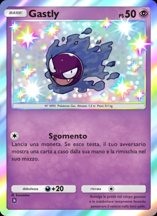 Gastly card in Italian