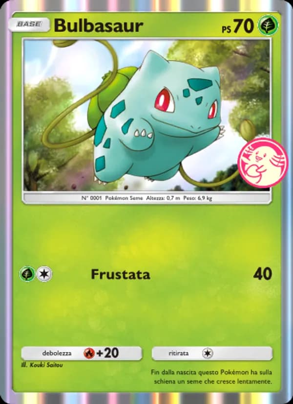 Bulbasaur card in Italian