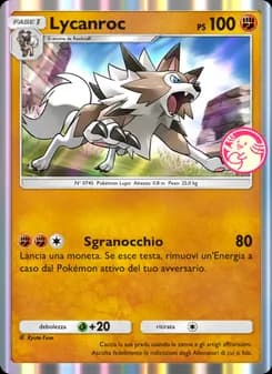 Lycanroc card in Italian