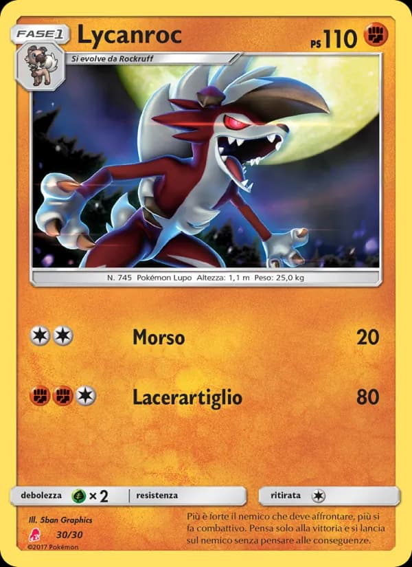 Lycanroc card in Italian
