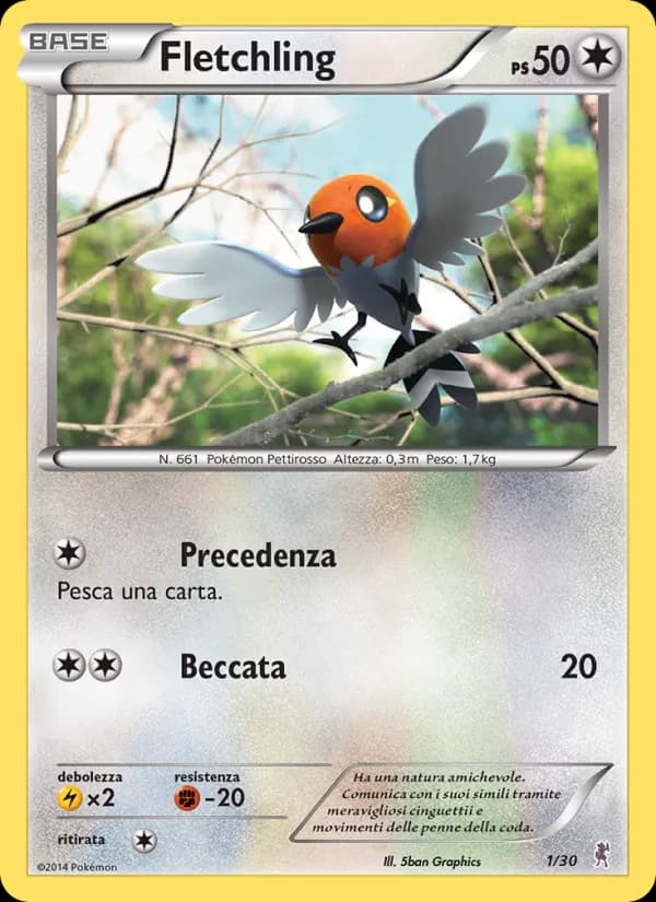 Fletchling card in Italian