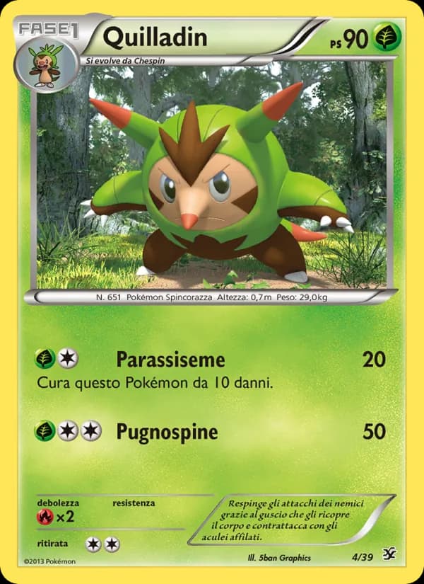 Quilladin card in Italian