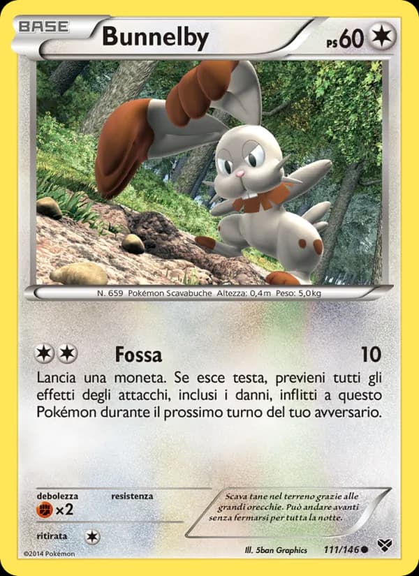 Bunnelby card in Italian
