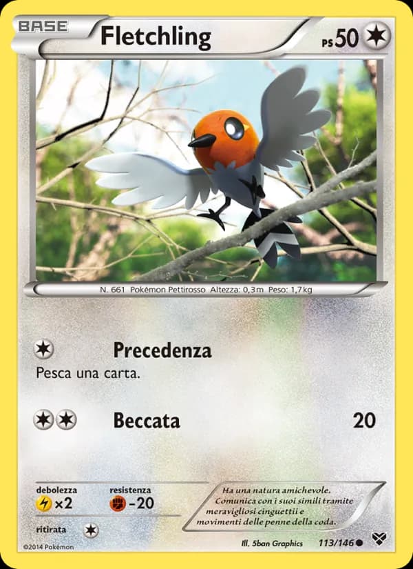 Fletchling card in Italian