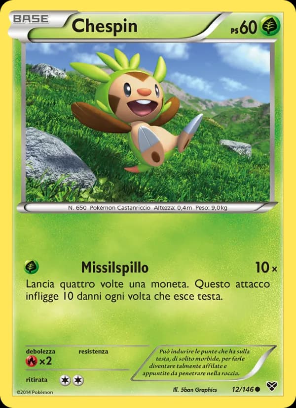 Chespin card in Italian