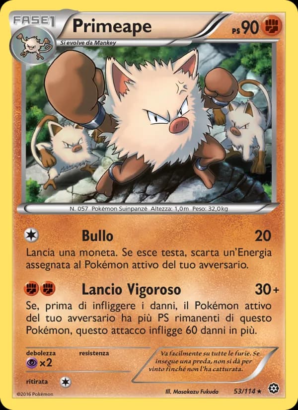 Primeape card in Italian