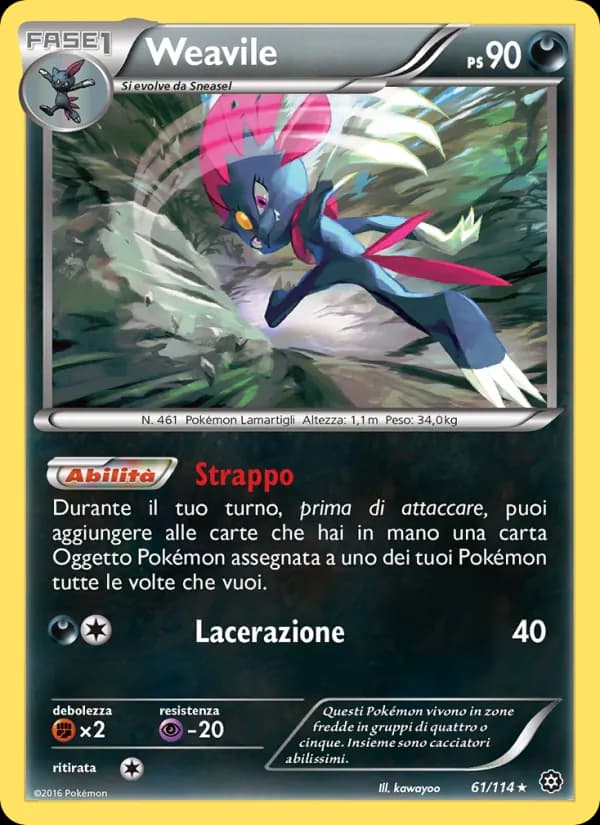 Weavile card in Italian