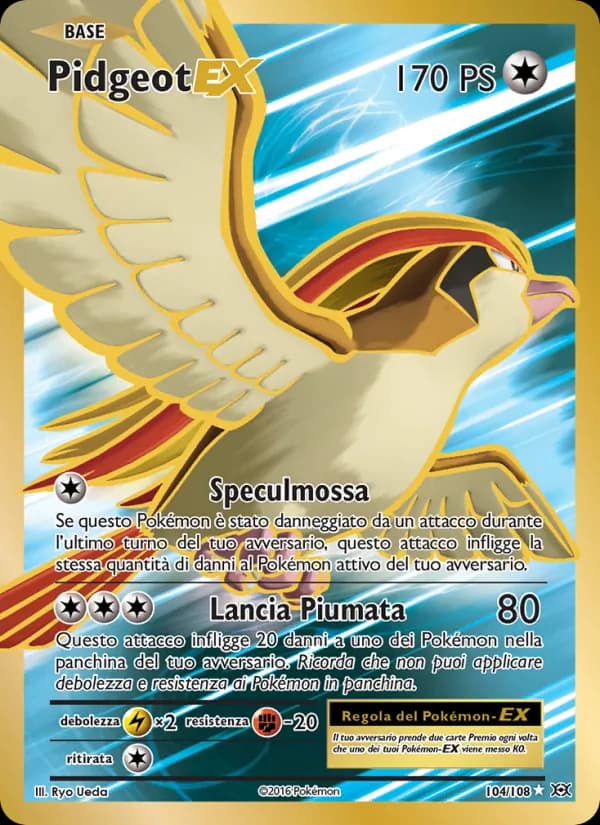 Pidgeot EX card in Italian