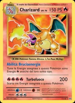 Charizard card in Italian