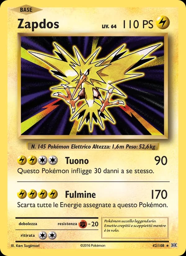 Zapdos card in Italian
