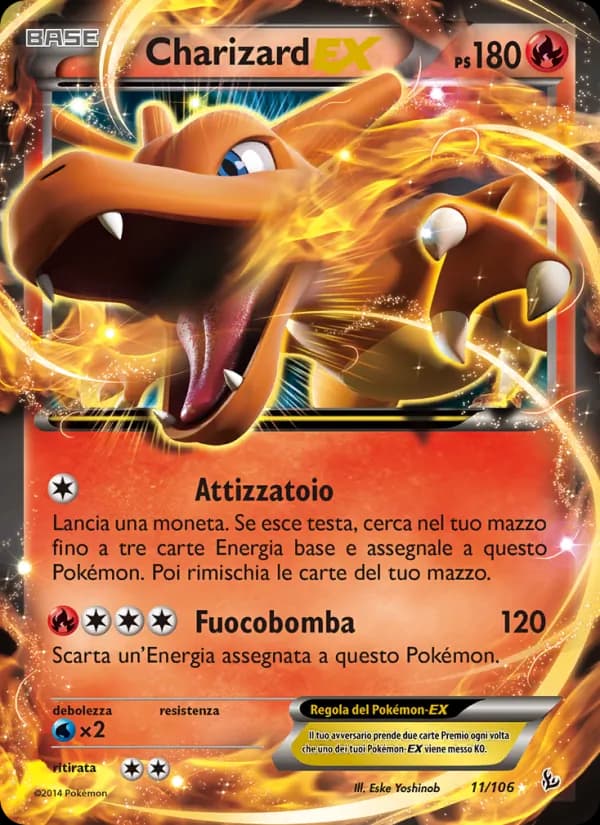 Charizard EX card in Italian