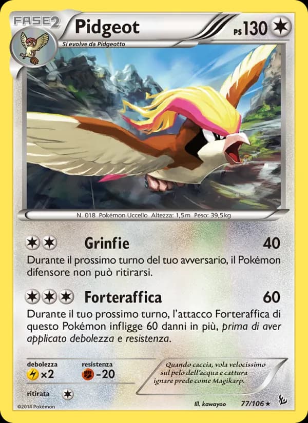 Pidgeot card in Italian